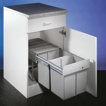 Odpadkový koš Double 2, Odpadkový koš pro otočné dveře, alu šedá