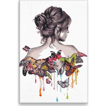 Dětské zboží Malování podle čísel - Žena s motýlími křídly - 40x60 cm, bez dřevěného rámu - CZ výroba