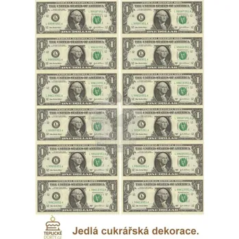 Jedlá dekorace na dort Caketools Jedlý papír "Bankovka americký dolar" - A4