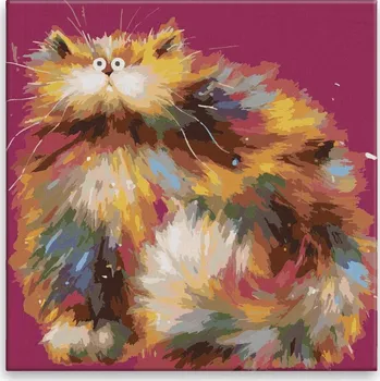 Malování podle čísel - Kočka jako balón - 40x40 cm, bez dřevěného rámu - CZ výroba