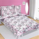 Bellatex povlečení bavlněný satén růžové květy 140x200, 70x90 cm