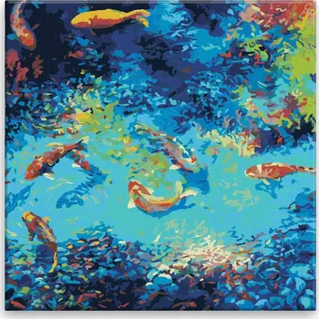 Malování podle čísel - Rybky v jezírku - 40x40 cm, bez dřevěného rámu - CZ výroba