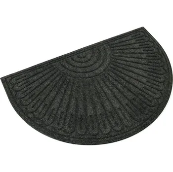 Rohožka Šedá textilní gumová vstupní půlkruhová rohož FLOMA Contours - 60 x 90 x 1,1 cm