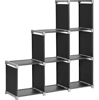 regál SONGMICS LSN63H 6 kostek kov černý