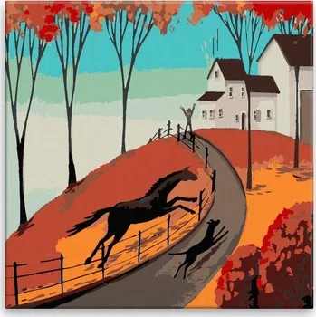 Malování podle čísel - Splašení - 40x40 cm, bez dřevěného rámu - CZ výroba