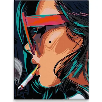 Malování podle čísel - S cigaretou a brýlemi - 30x40 cm, bez dřevěného rámu - CZ výroba