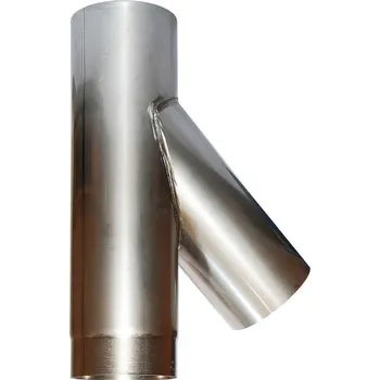 Kouřovod Připojovací díl nerez 45° - T Ø 140mm, tl. 0,8mm Připojovací díl nerez 45° - T Ø 140mm, tl. 0,8mm