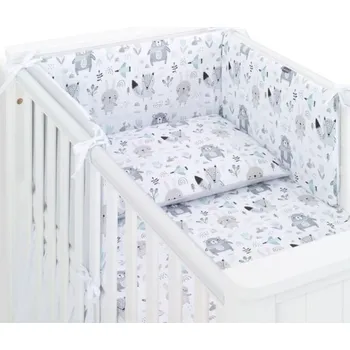 Povlečení Mamo Tato 3-dílný set do postýlky s oboustranným mantinelem - Boho, šedý/bílý 120x90 cm