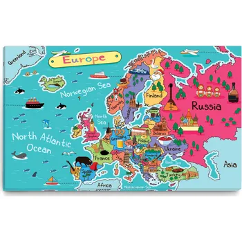 Obraz Malvis ® Dětský obraz Mapa Evropa Velikost: obdélník - 50x30 cm