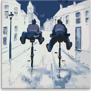 Malování podle čísel - Komisaři na kolech - 40x40 cm, bez dřevěného rámu - CZ výroba