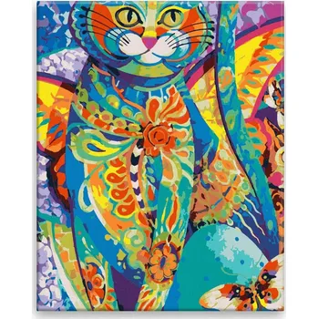 Malování podle čísel - Kočka v kroji - 40x50 cm, bez dřevěného rámu - CZ výroba