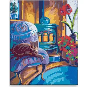 Malování podle čísel - Domácí pohodička - 40x50 cm, bez dřevěného rámu - CZ výroba