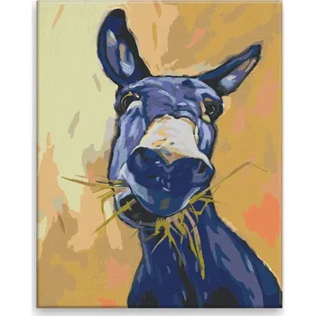 Malování podle čísel - Oslík - 40x50 cm, bez dřevěného rámu - CZ výroba