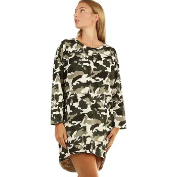 Dámská mikina Glara Volné maskáčové mikinové šaty s dlouhým rukávem 476255