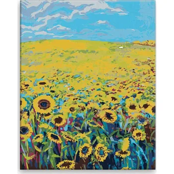 Dětské zboží Malování podle čísel - Záplava slunečnic - 40x50 cm, bez dřevěného rámu - CZ výroba