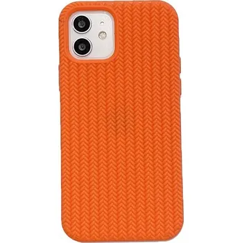 Pouzdro na mobilní telefon Silikonový kryt s copánkovým vzorem pro iPhone 12 Pro Max - oranžový