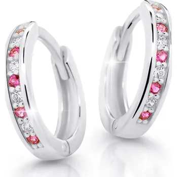 Náušnice Cutie Jewellery Dětské náušnice kroužky z bílého zlata C3342B-Malinová