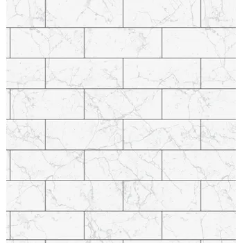 Tapeta Stěnový obklad Ceramics bílé cihly s šedým mramorem 270-0175 šířka 67,5 cm, metráž / do kuchyně, koupelny vinylová tapeta na metry 2700175 D-c-fix