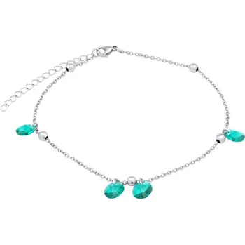 Náramek Ocelový řetízek na nohu Tricia - zelený KMM1756