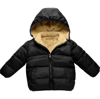 Dívčí bunda Dětská jednobarevná zimní bunda s flísem Barva: Černá, V E L I K O S T: 120