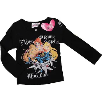 Dívčí tričko Winx Club dívčí černé tričko s dlouhým rukávem Velikost: 114