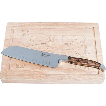Kuchyňský nůž Laguiole Luxury Santoku nůž 17 cm + prkénko