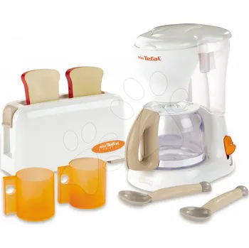Dětská kuchyňka Snídaňová sada s kávovarem a toaster Mini Tefal Smoby s 8 doplňky bílý