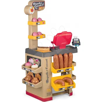 Hračka Pekárna s koláči Baguette&Croissant Bakery Smoby s elektronickou pokladnou hodinami a 26 doplňků