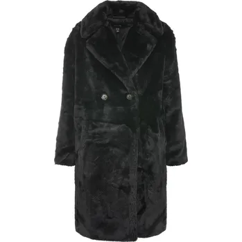 Dámský kabát ČERNÝ PLYŠOVÝ KABÁT Vero Moda