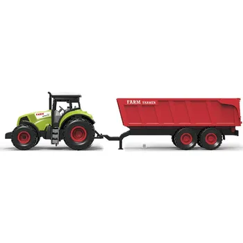 autíčko Rappa Traktor plastový se zvukem a světlem s červenou vlečkou