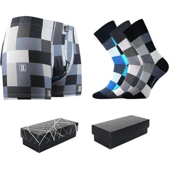 Lonka® Pánské ponožky LONKA Decube mix B 3 páry + boxerky LONKA Kevin šedá ponožky 39-42 + boxerky XL