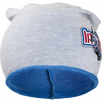 Kojenecká čepice Podzimní dětská čepička New Baby In-line šedo-modrá, vel. 110 (4-5r) Barva: Šedá, Velikost: 110 (4-5r)