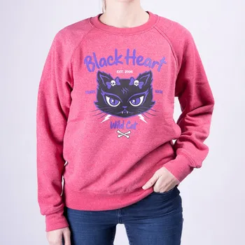 Dámská mikina Dámská Mikina BLACK HEART WILD CAT Barva: Červená, Velikost: L