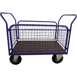 HTI Plošinový vozík 1100x700 - se sítí a bočnicemi - 500 kg - Nafukovací kola