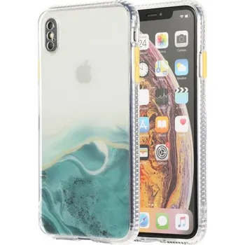 Pouzdro na mobilní telefon Mramorovaný kryt odolný proti poškrábání pro iPhone XS Max - tyrkysový