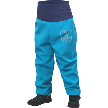 Dětská móda Unuo Evžen Batolecí softshellové kalhoty s fleecem tyrkysové