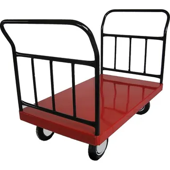 Stavební technika HTI Plošinový vozík se svislými příčkami - 500 kg - Pryžová kola Průměr kola: 2x pevné, 2x otočné, prům. 260 mm, Ložná plocha: 1200 x 800 mm, Druh uložení: Pryžová obruč s kovovým diskem