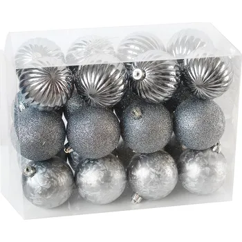 Vánoční dekorace Baňky pvc 24ks/7cm antracit (797589)