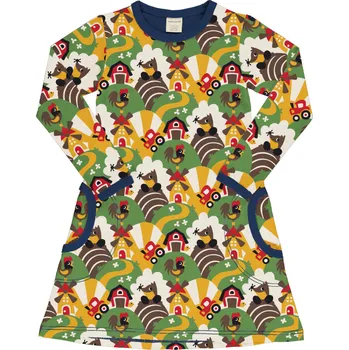 Dívčí šaty Dívčí šaty s dlouhým rukávem Farma, krtek a traktor Maxomorra Velikost: 86/92