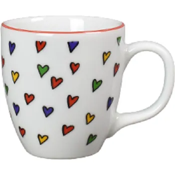 Český porcelán, Dubí Porcelánový hrnek Harry na espresso mini srdíčka s červenou linkou - 100 ml