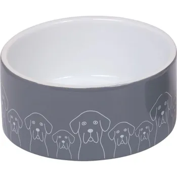 Miska pro psa Nobby keramická miska DOGS šedo-bílá 18,0 x 7,0 cm / 1,10 l