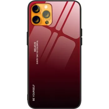 Pouzdro na mobilní telefon Kryt se skleněnou zadní stranou pro iPhone 13 - červenočerný