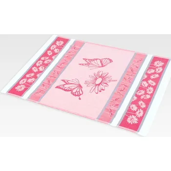 Utěrka Kuchyňská utěrka bambus červená, Motýli a kopretiny (Kuchyňské utěrky s kočkou, kočka)