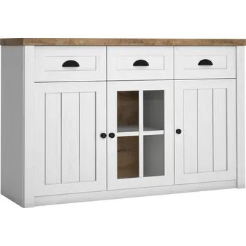 Komoda Eoshop Komoda Provence S3K, bílá borovice / dub lefkas, lamino