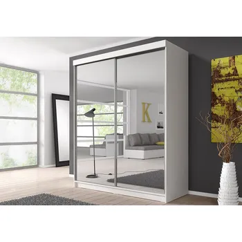 Šatní skříň Eoshop Šatní skříň Queen 20 (203 cm), Bílá / Zrcadlo, Osvětlení: Ne