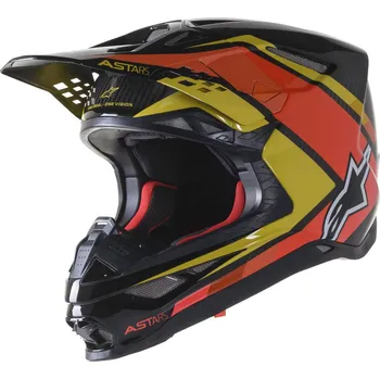 Helma na motorku Motokrosová helma ALPINESTARS SUPERTECH S-M10 CARBON META2, ALPINESTARS (černá/žlutá/oranžová lesklá, vel. XL)