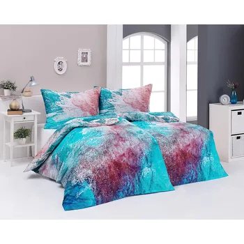 Povlečení Matějovský Blanka Matragi Hlubina tyrkysové/fialové 2x 140 x 200 cm, 2x 70 x 90 cm zipový uzávěr