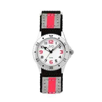 Hodinky JVD Chlapecké dětské náramkové hodinky na suchý zip JVD J7193.5 (chlapecké hodinky s postraními reflexními pruhy)