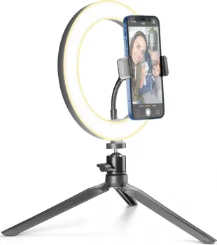 Stativ Cellularline Tripod Selfie Ring s LED osvětlením černý