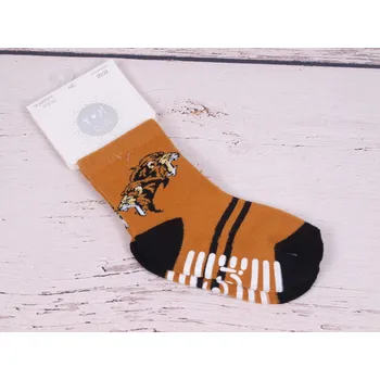 Ponožky capáčky YO ABS protiskluzové hořčicové s šelmou velikosti ponožek: 15-17 (EUR vel. 23-26)